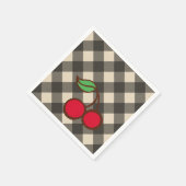 Retro Cherry Gingham Picnic Party Napkins Serviette (Ecke)