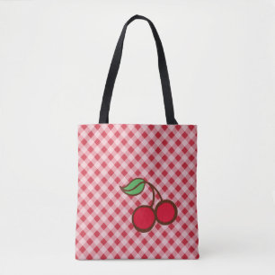 Retro Cherry Gingham Purse Beach Tote Bag Geschenk Tasche