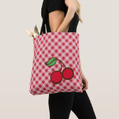 Retro Cherry Gingham Purse Beach Tote Bag Geschenk Tasche (Von Nahem)
