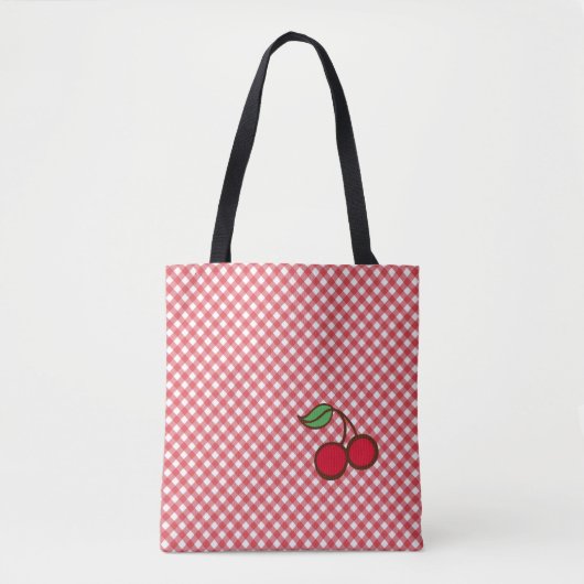 Retro Cherry Gingham Purse Tote Bag Geschenk Tasche (Vorderseite)