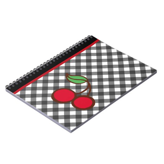 Retro Cherry Gingham School KitchenNotebook Notizblock (Linke Seite)