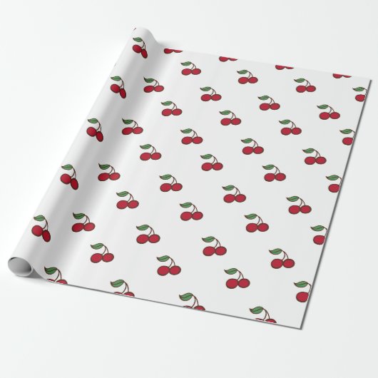 Retro Cherry Holiday Jeder Anlass Wrapping Paper Geschenkpapier (Ungerollt)