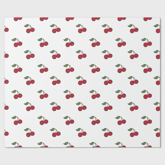 Retro Cherry Holiday Jeder Anlass Wrapping Paper Geschenkpapier (Flach)