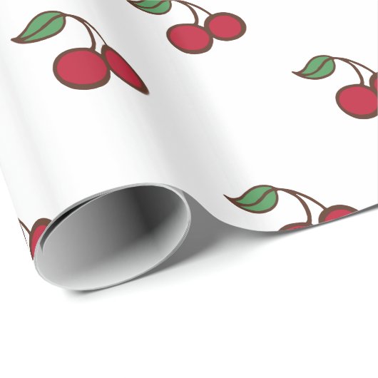Retro Cherry Holiday Jeder Anlass Wrapping Paper Geschenkpapier (Rolleneckpunkt)