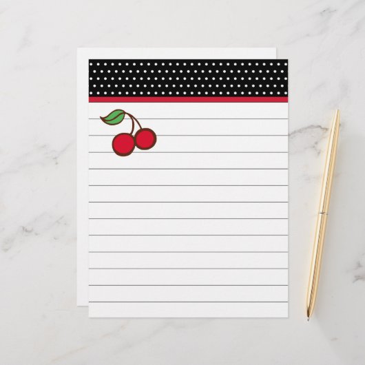 Retro Cherry Letterhead Paper (Vorderseite/Rückseite Beispiel)