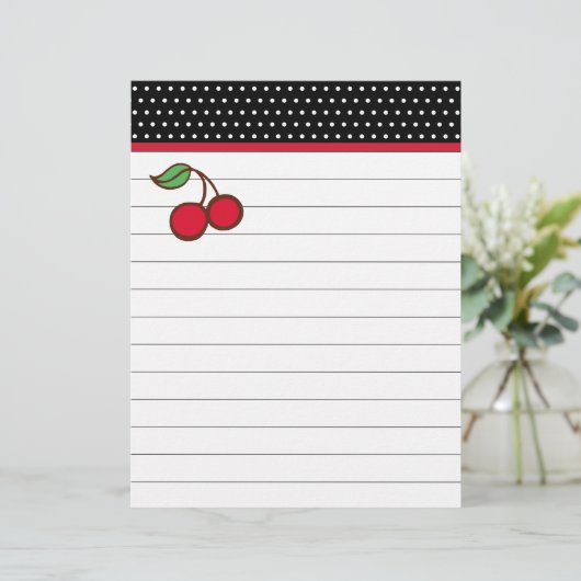 Retro Cherry Letterhead Paper (Stehend Vorderseite)