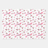 Retro Cherry Pattern Cute Coquette Sweet Treats Geschenkpapier Set (Vorderseite 3)