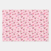 Retro Cherry Pattern Cute Coquette Sweet Treats Geschenkpapier Set (Vorderseite 2)