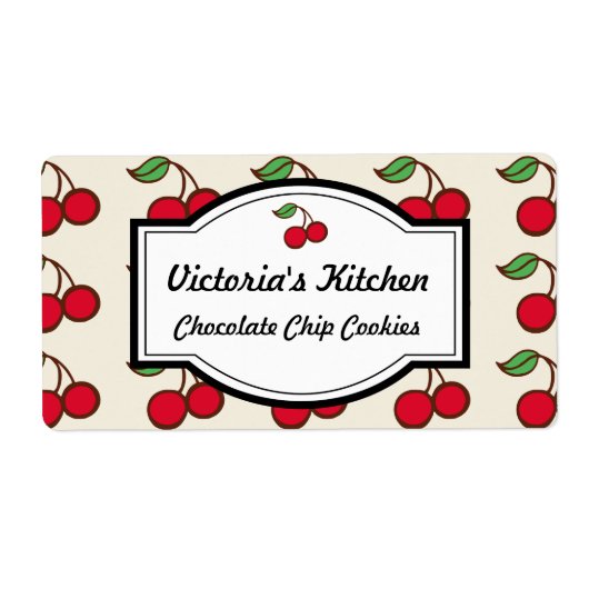 Retro Cherry Personalisiert Kitchen Geschenketiket (Vorne)