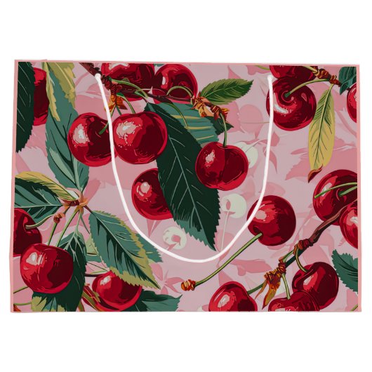 Retro Cherry Pop Pink Große Geschenktüte (Rückseite)