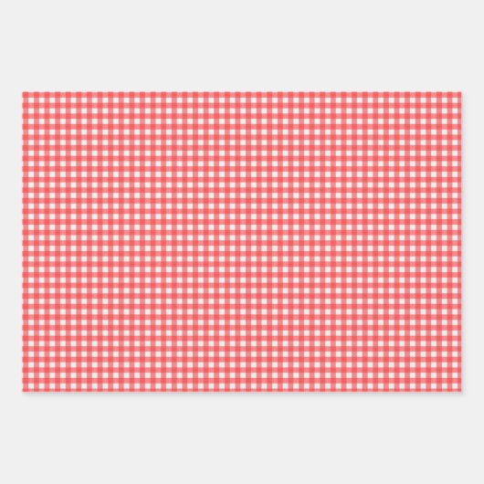 Retro Cherry Red Gingham Kariertes Muster Geschenkpapier Set (Vorderseite 2)
