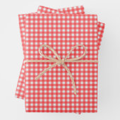 Retro Cherry Red Gingham Kariertes Muster Geschenkpapier Set (Beispiel)