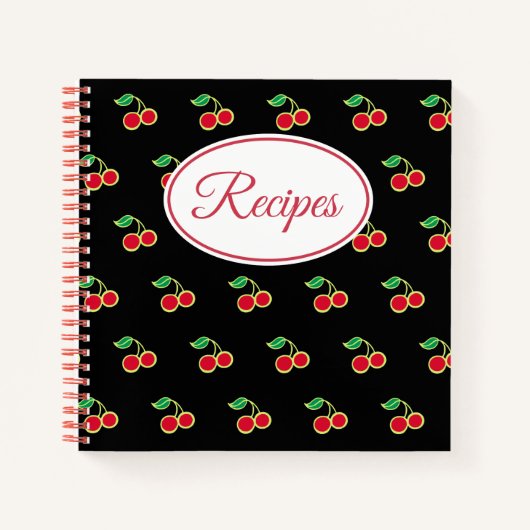 Retro Cherry Rezept Kochbuch Geschenk Notizblock (Vorderseite)