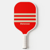 Retro Cherry Three Across Striping with name Pickleball Schläger (Rückseite)