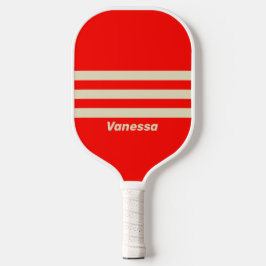 Retro Cherry Three Across Striping with name Pickleball Schläger