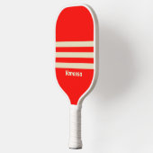 Retro Cherry Three Across Striping with name Pickleball Schläger (Links)