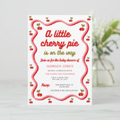 Retro Cherry Valentine Baby Dusche Einladung (Stehend Vorderseite)