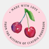 Retro Cherry Verpackung Pink Weihnachtsküche Gesch Runder Aufkleber (Vorderseite)