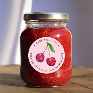 Retro Cherry Verpackung Pink Weihnachtsküche Gesch Runder Aufkleber