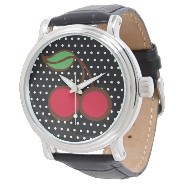 Retro Cherry Watch Armbanduhr (Schrägansicht)