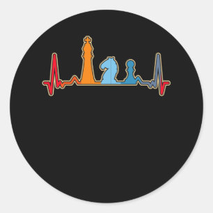Retro Chess Heartbeat Brettspiel Schach Stücke Runder Aufkleber