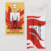 Retro chesty männlicher Koch flammt den Visitenkarte (Vorne/Hinten)