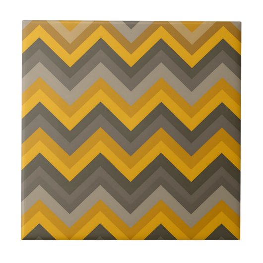 Retro-Chevron-Muster Senfgelb Grau Fliese (Vorderseite)