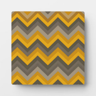 Retro-Chevron-Muster Senfgelb Grau Fotoplatte