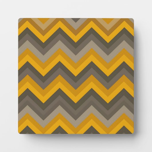 Retro-Chevron-Muster Senfgelb Grau Fotoplatte (Vorderseite)