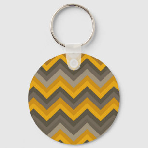 Retro-Chevron-Muster Senfgelb Grau  Schlüsselanhänger