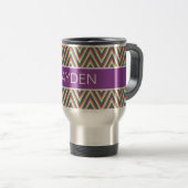 Retro Chevron Pattern Cool Personalised Reisebecher (VorderseiteRechts)