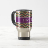Retro Chevron Pattern Cool Personalised Reisebecher (Vorderseite Links)