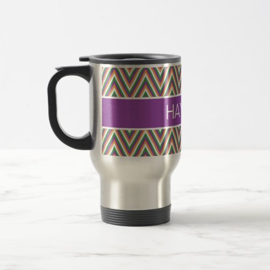 Retro Chevron Pattern Cool Personalised Reisebecher (Links)
