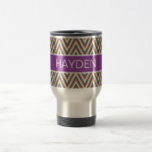 Retro Chevron Pattern Cool Personalised Reisebecher (Mittel)