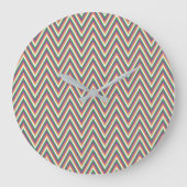 Retro Chevron Pattern Große Wanduhr (Vorderseite)