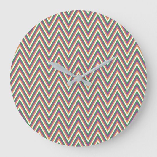 Retro Chevron Pattern Große Wanduhr (Vorderseite)
