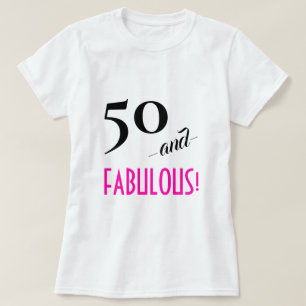 Retro Chic 50 und FABULOUS! Personalisiertes Pink T-Shirt