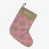 Retro Chic 70er 80er Pink und Gold Floral Kleiner Weihnachtsstrumpf (Vorderansicht (hängend))