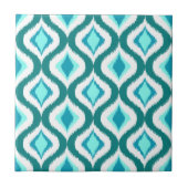 Retro Chic Aquamarin Aqua Türkis Ikat Droptern Mus Fliese (Vorderseite)