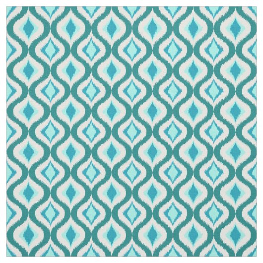 Retro Chic Aquamarin Aqua Türkis Ikat Droptern Mus Stoff (Muster)