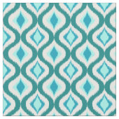 Retro Chic Aquamarin Aqua Türkis Ikat Droptern Mus Stoff (Nahaufnahme)