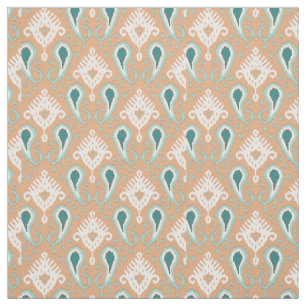 Retro Chic Aquamarin Taupe Ethnic Ikat Tribal Must Stoff
