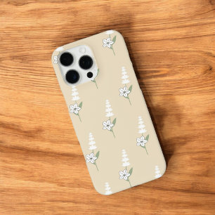Retro Chic Beige Blumenmuster Whimsikfeder iPhone 16 Pro Max Hülle