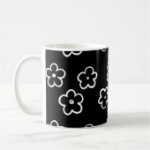 Retro Chic Black and White Floral Classic Y2K Kaffeetasse (Links)