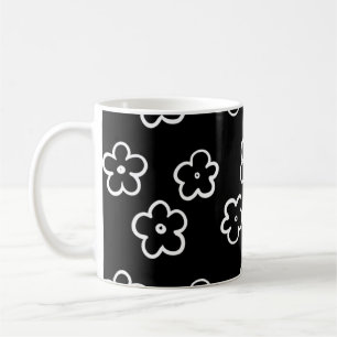 Retro Chic Black and White Floral Classic Y2K Kaffeetasse