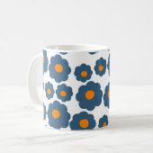 Retro Chic Blue Orange Floral Bold Y2K Kaffeetasse (Vorderseite Links)