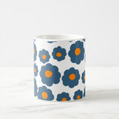 Retro Chic Blue Orange Floral Bold Y2K Kaffeetasse (Mittel)
