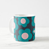Retro Chic Blue Pink Floral Vibrannt Y2K Kaffeetasse (Vorderseite Links)