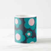 Retro Chic Blue Pink Floral Vibrannt Y2K Kaffeetasse (Mittel)