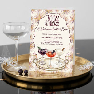 Retro-Chic-Boos-und-Booze-Halloween-Soiree Einladung